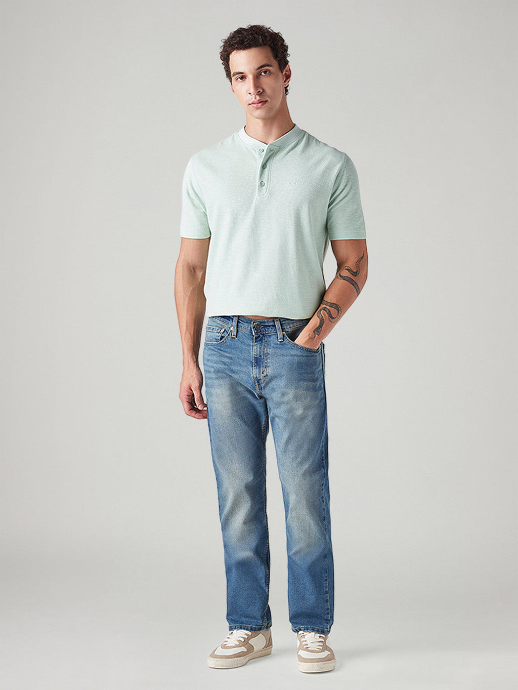 Men's 505 Med Indigo Straight Fit Mid Rise Jeans