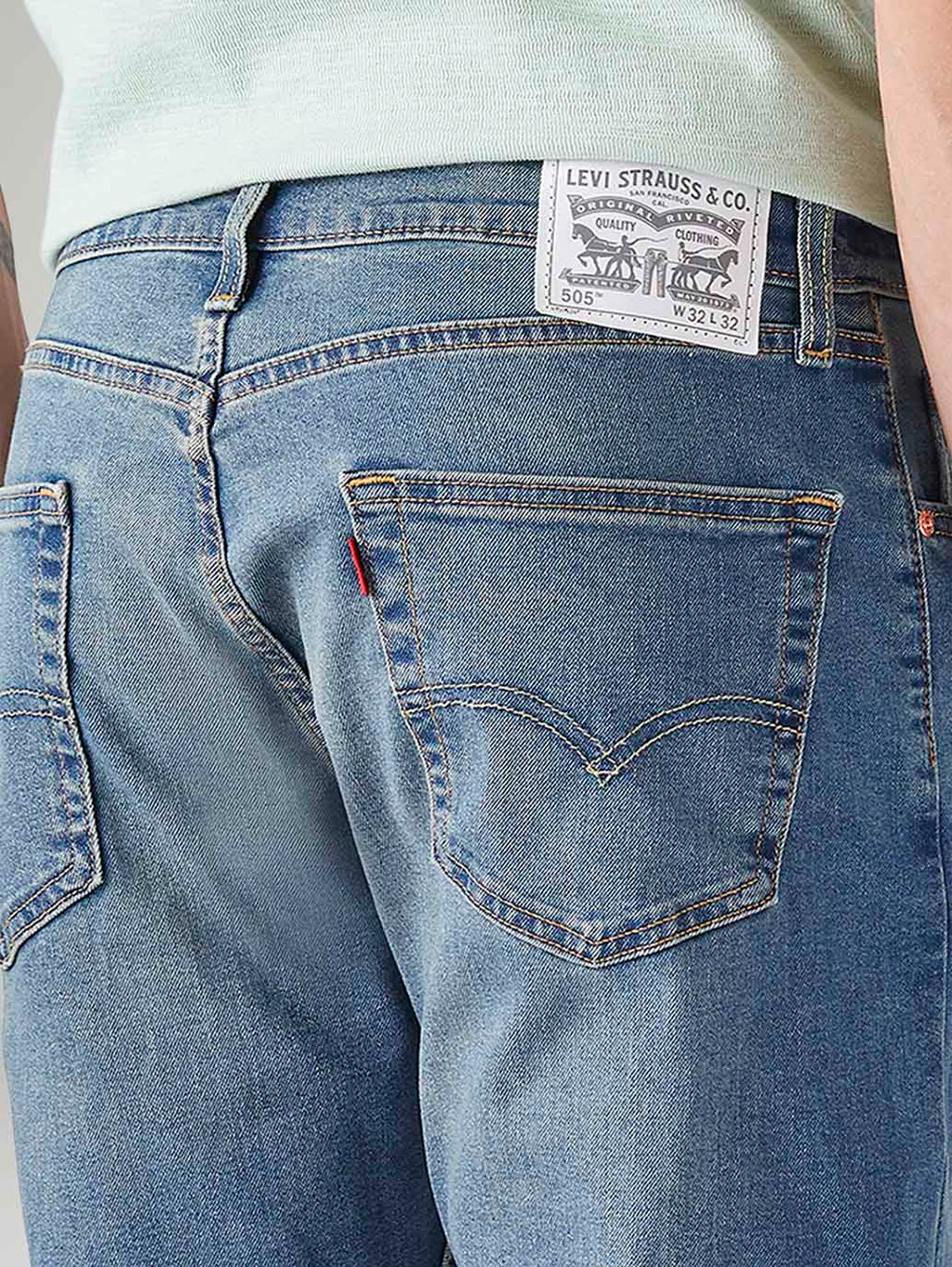 Men's 505 Med Indigo Straight Fit Mid Rise Jeans