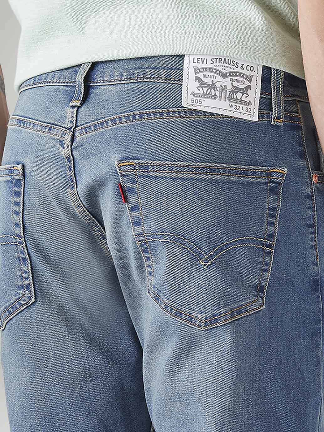 Men's 505 Med Indigo Straight Fit Mid Rise Jeans