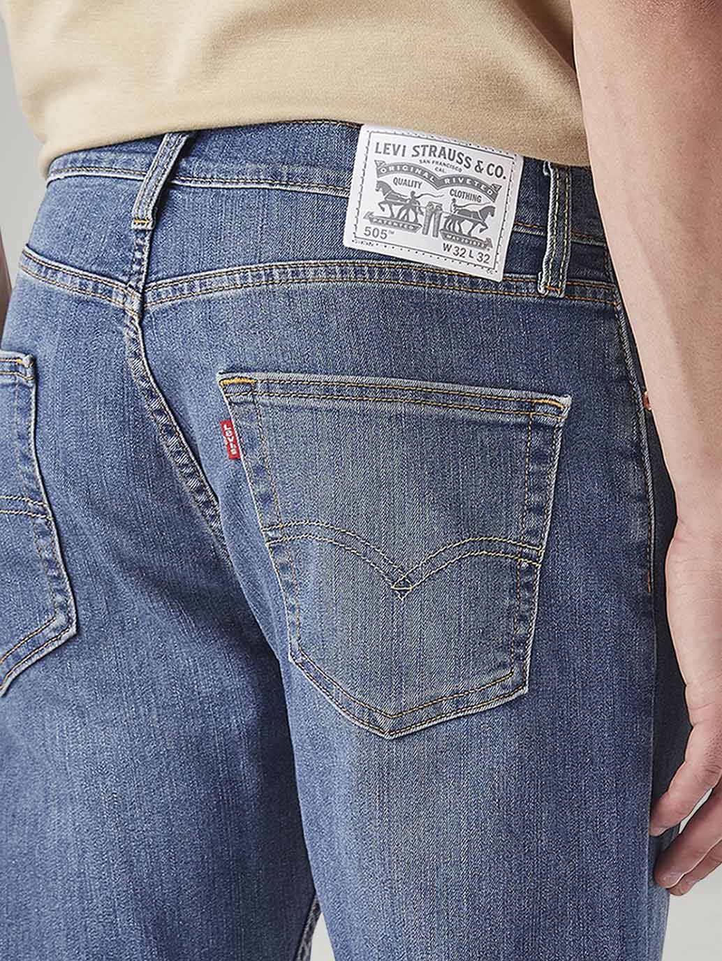 Men's 505 Med Indigo Straight Fit Mid Rise Jeans