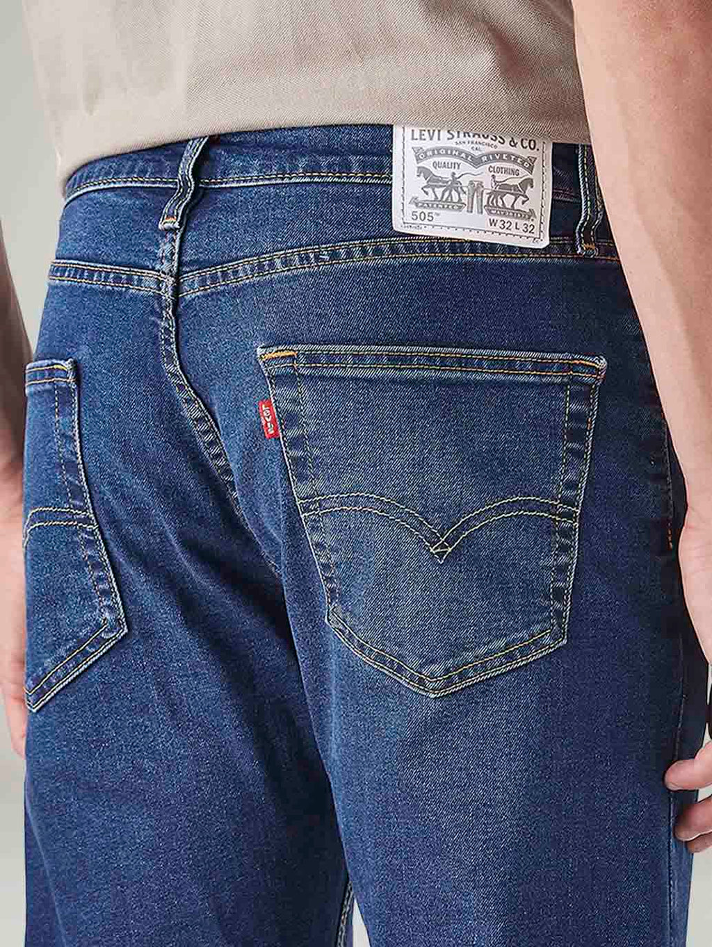 Men's 505 Dark Indigo Straight Fit Mid Rise Jeans