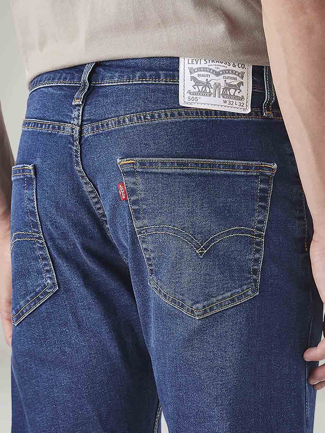 Men's 505 Dark Indigo Straight Fit Mid Rise Jeans