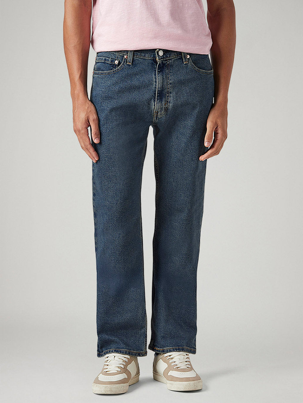 Men's 555 Blue Relaxed Straight Fit Mid Rise Tinted Jeans