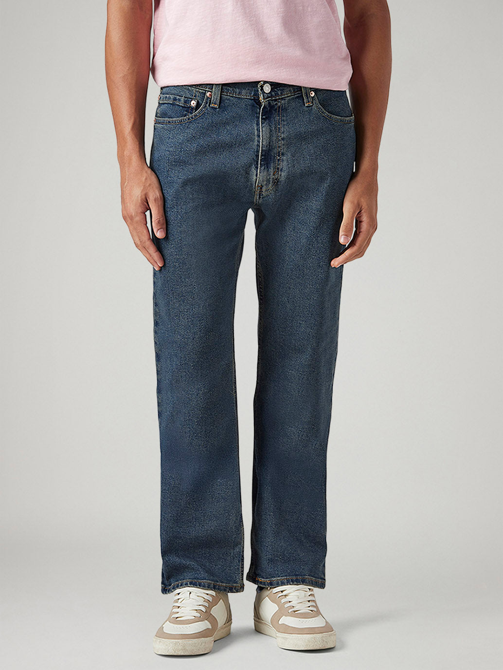 Men's 555 Blue Relaxed Straight Fit Mid Rise Tinted Jeans