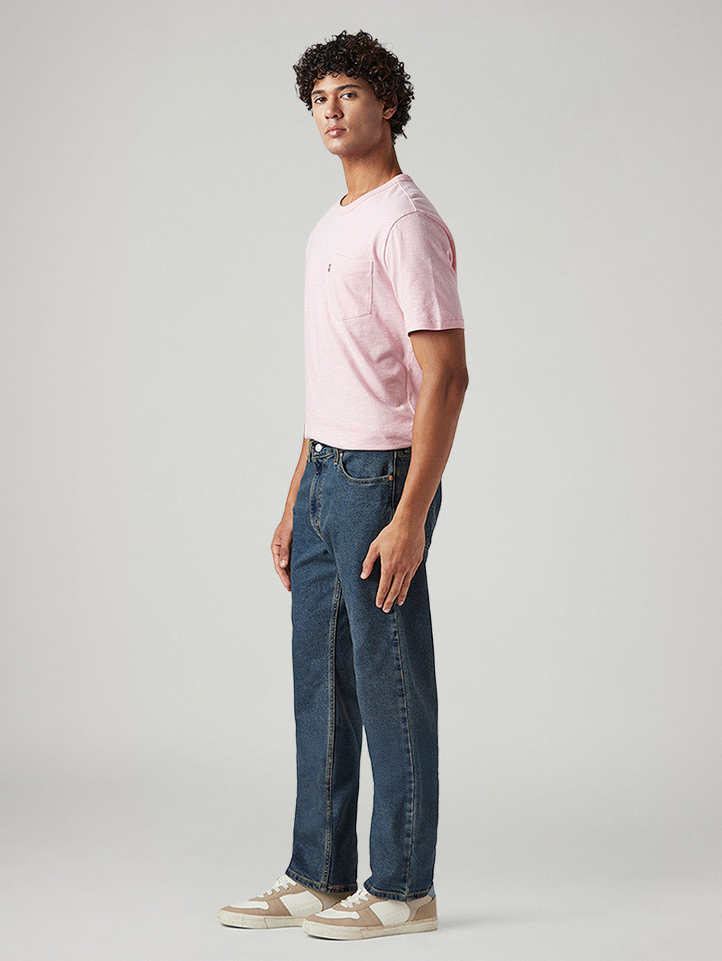 Men's 555 Blue Relaxed Straight Fit Mid Rise Tinted Jeans
