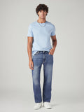 Men's 555 Blue Relaxed Straight Fit Mid Rise Jeans