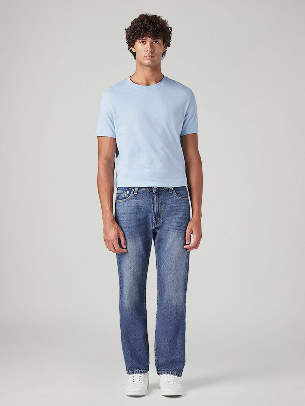 Men's 555 Blue Relaxed Straight Fit Mid Rise Jeans