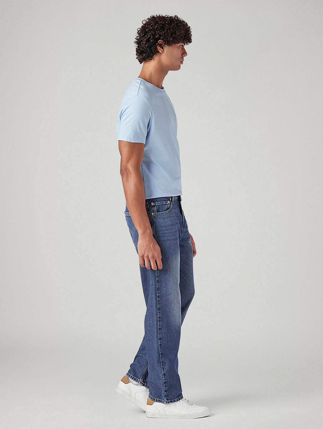 Men's 555 Blue Relaxed Straight Fit Mid Rise Jeans
