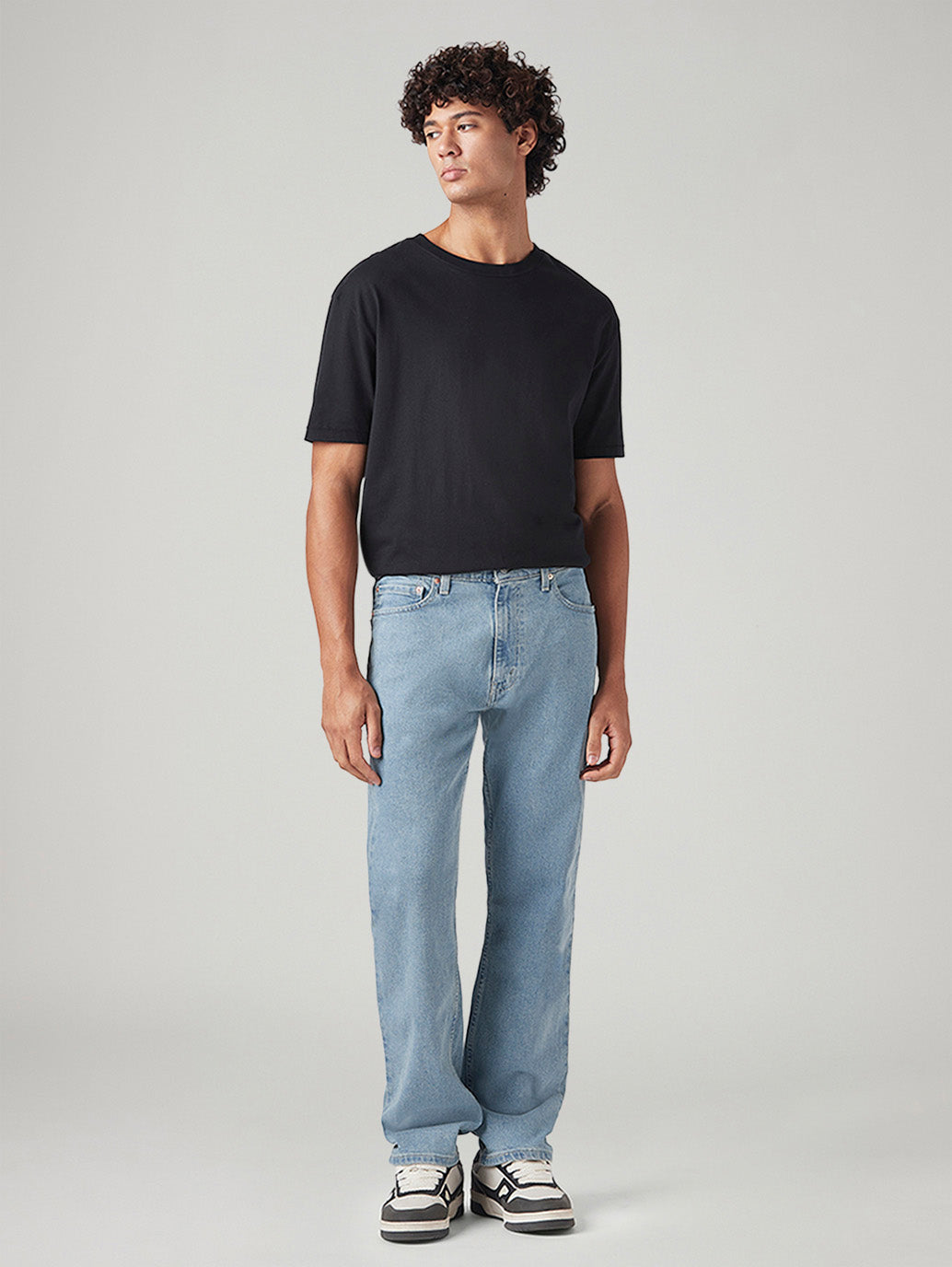 Men's 555 Light Blue Relaxed Straight Fit Mid Rise Tinted Jeans