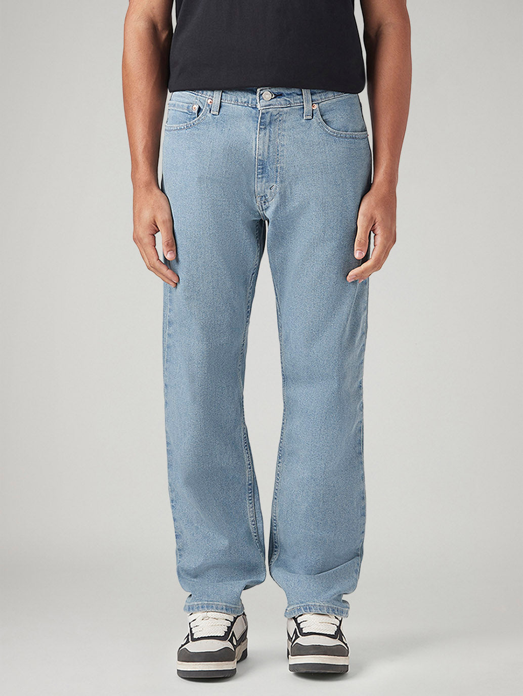 Men's 555 Light Blue Relaxed Straight Fit Mid Rise Tinted Jeans