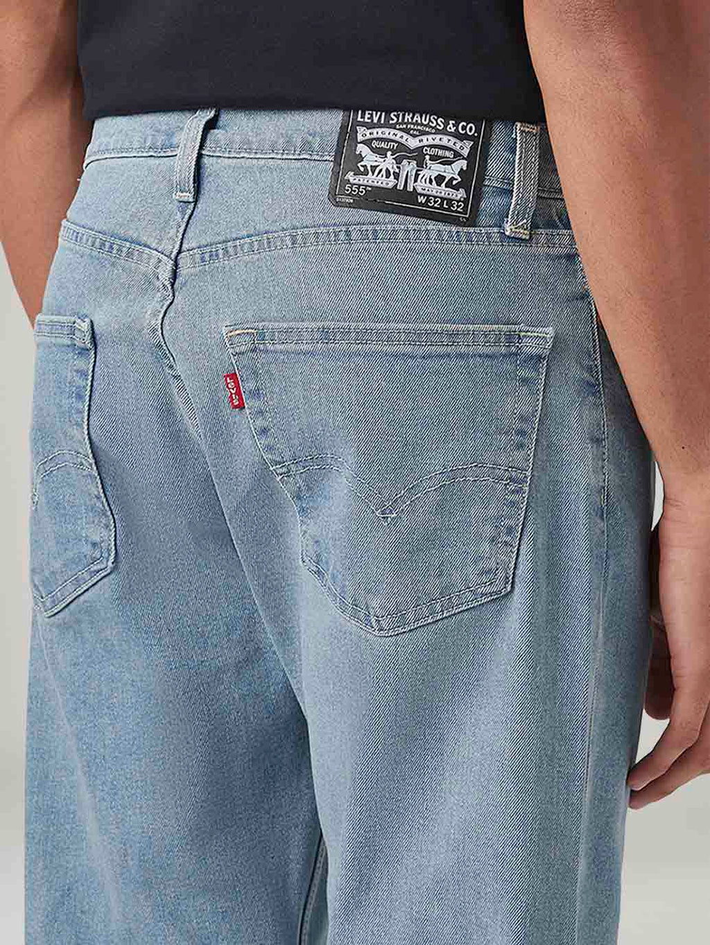 Men's 555 Light Blue Relaxed Straight Fit Mid Rise Tinted Jeans