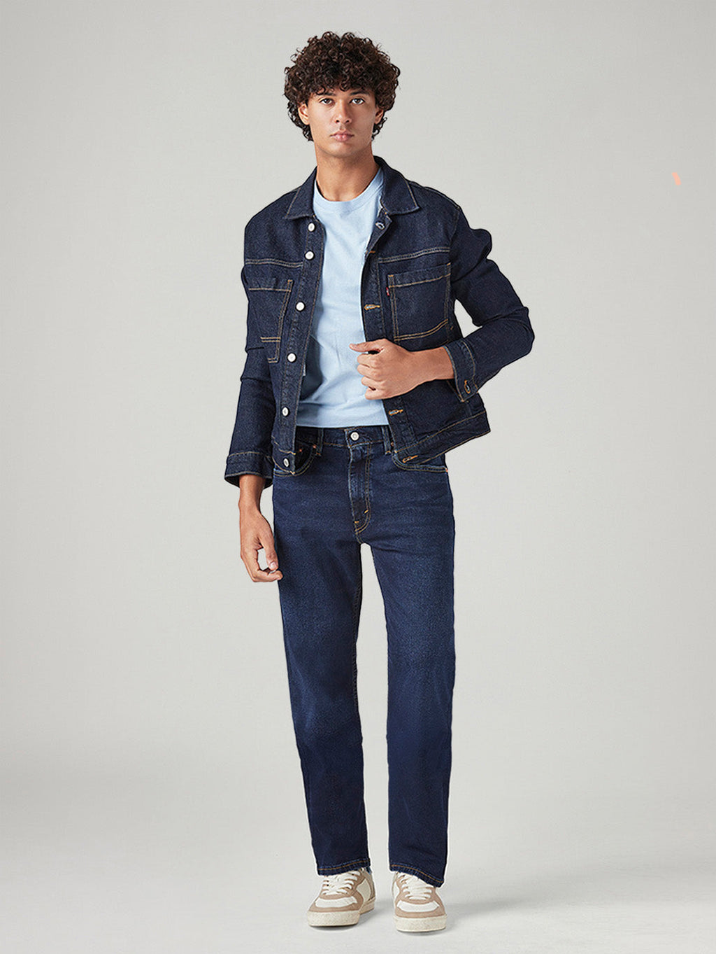 Men's 555 Dark Blue Relaxed Straight Fit Mid Rise Jeans