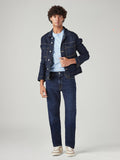 Men's 555 Dark Blue Relaxed Straight Fit Mid Rise Jeans