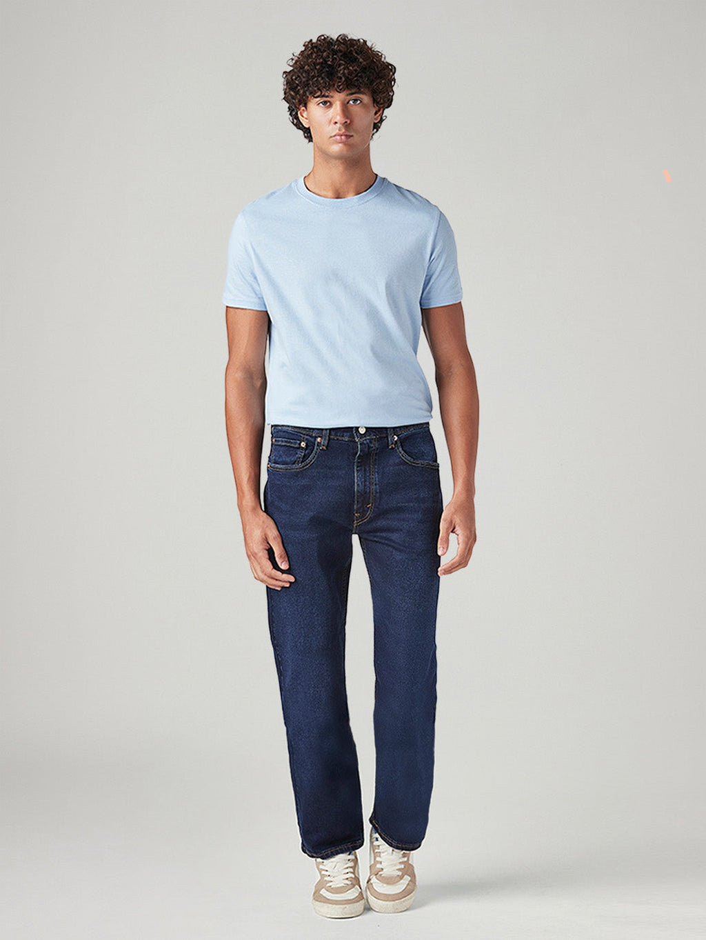 Men's 555 Dark Blue Relaxed Straight Fit Mid Rise Jeans