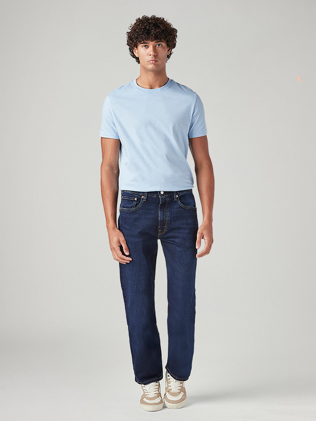 Men's 555 Dark Blue Relaxed Straight Fit Mid Rise Jeans