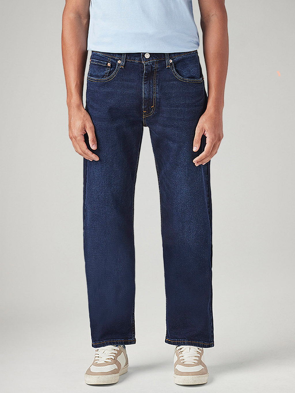 Men's 555 Dark Blue Relaxed Straight Fit Mid Rise Jeans
