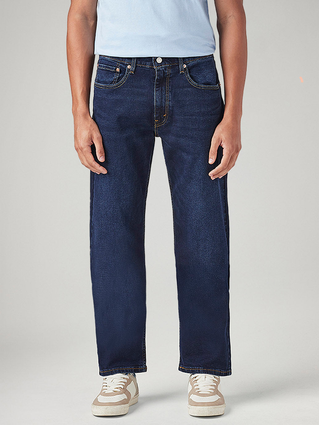 Men's 555 Dark Blue Relaxed Straight Fit Mid Rise Jeans
