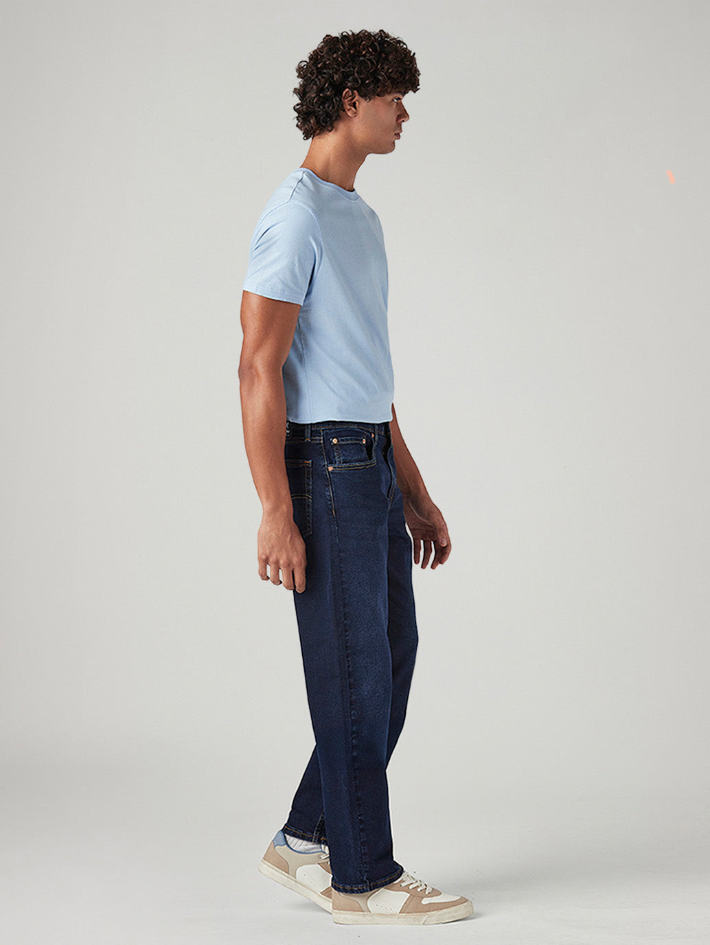Men's 555 Dark Blue Relaxed Straight Fit Mid Rise Jeans