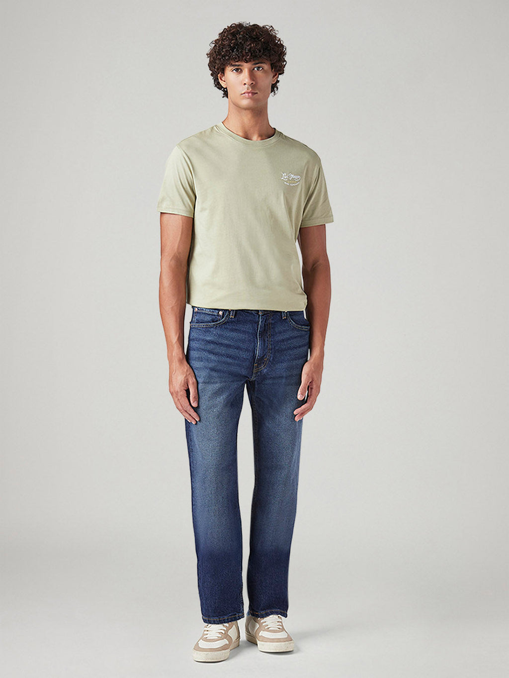 Men's 555 Blue Relaxed Straight Fit Mid Rise Jeans