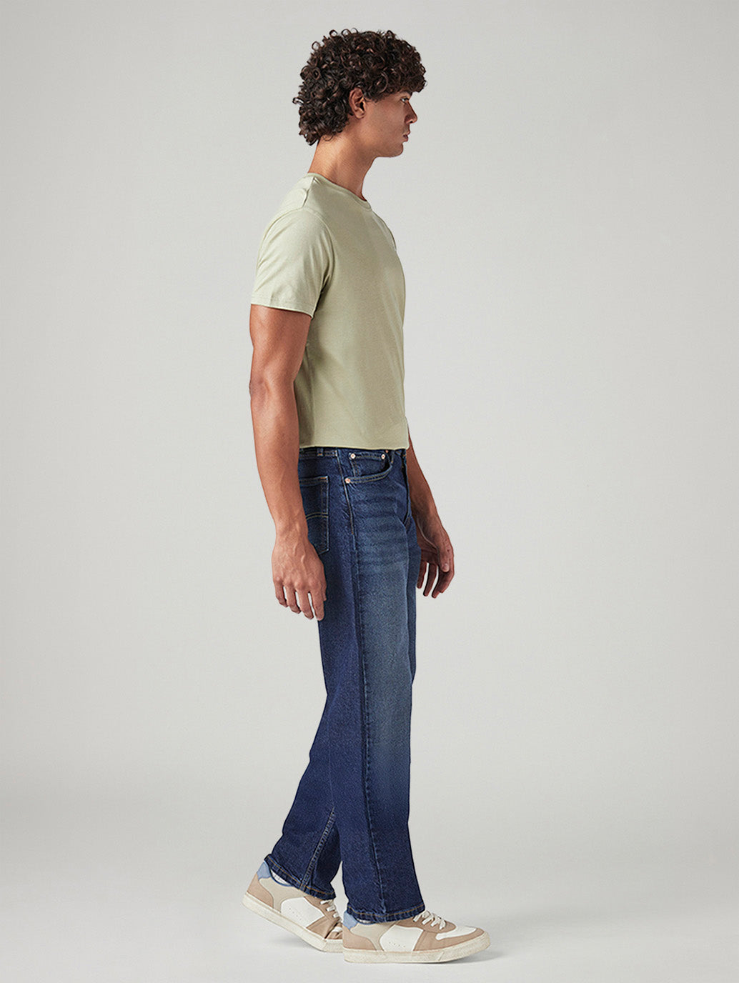 Men's 555 Blue Relaxed Straight Fit Mid Rise Jeans
