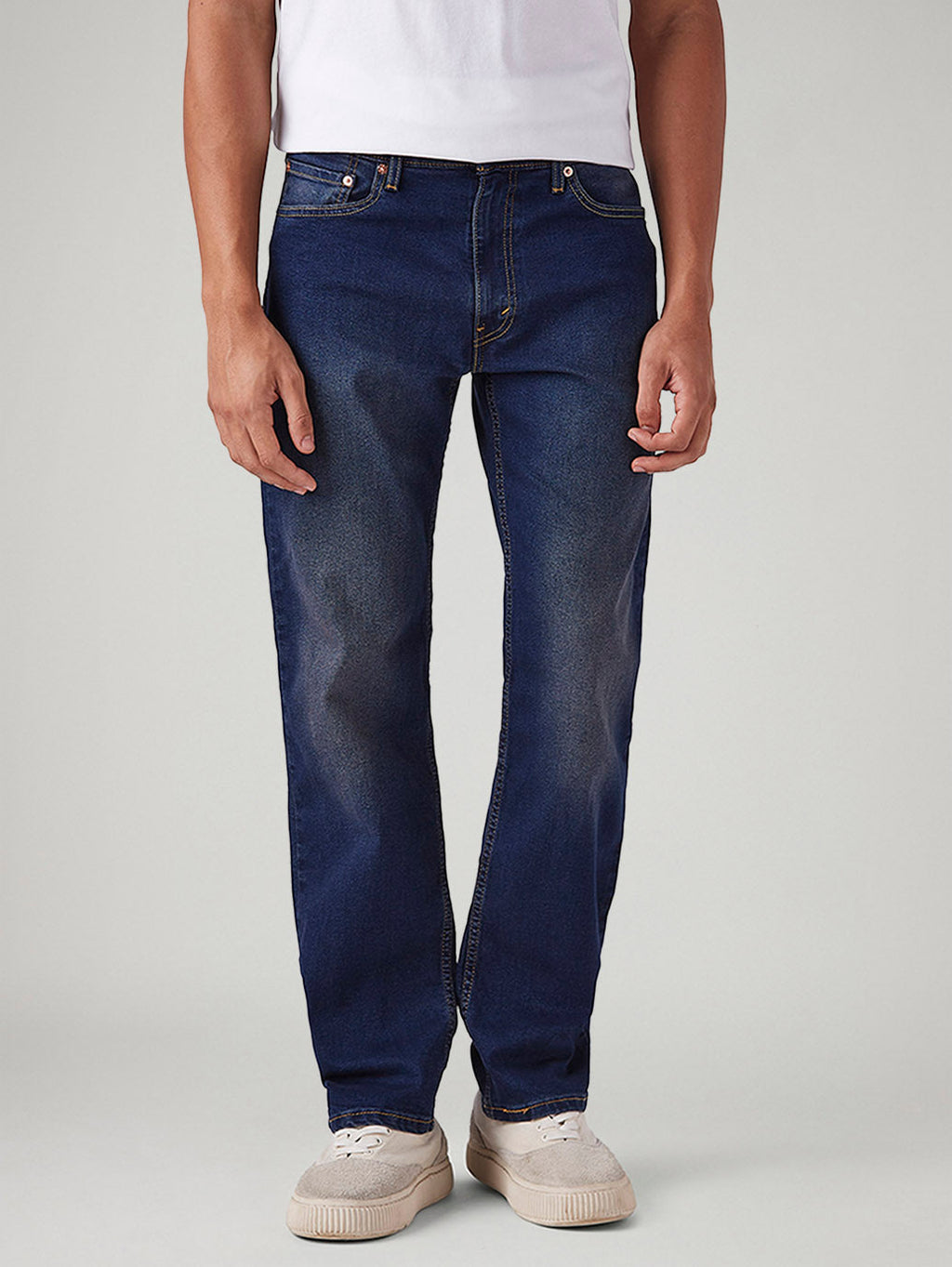 Men's 555 Dark Blue Relaxed Straight Fit Mid Rise Tinted Jeans