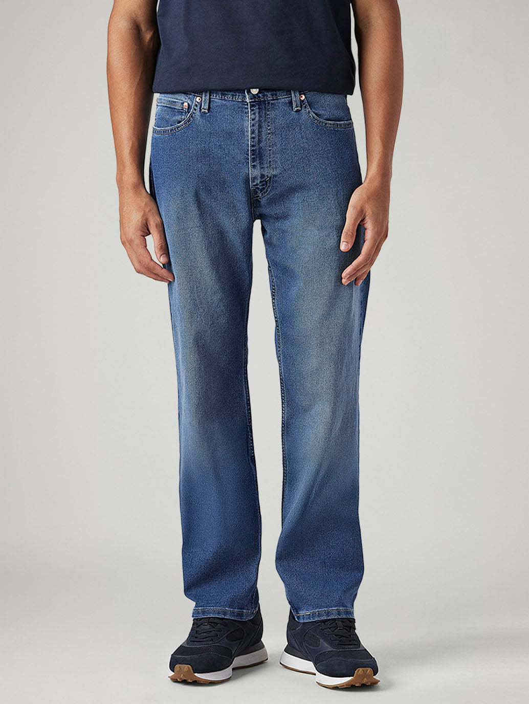 Men's 555 Blue Relaxed Straight Fit Mid Rise Jeans