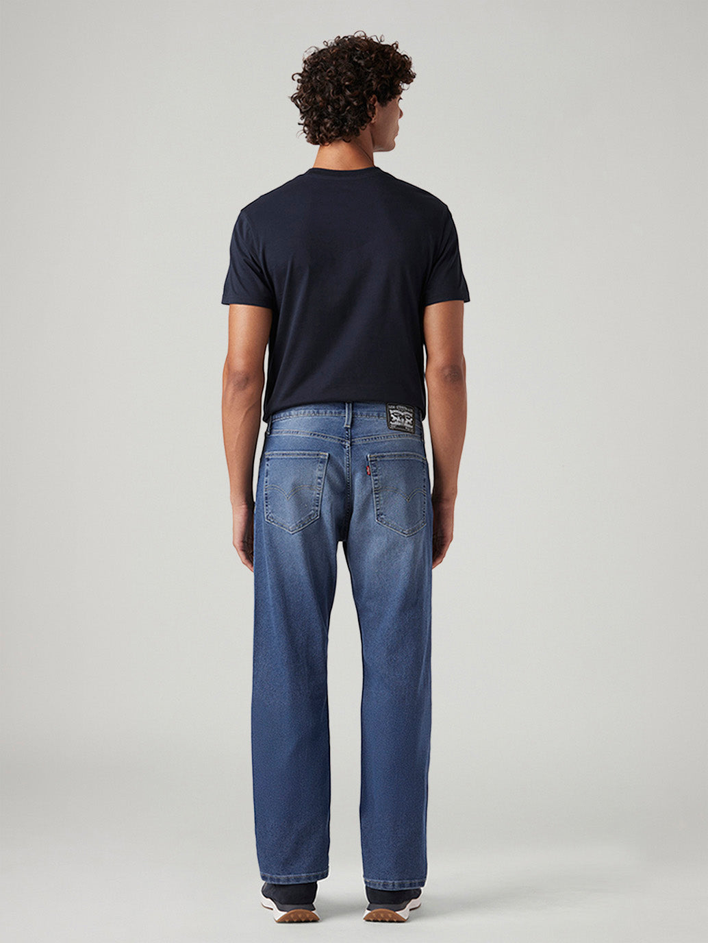 Men's 555 Blue Relaxed Straight Fit Mid Rise Jeans