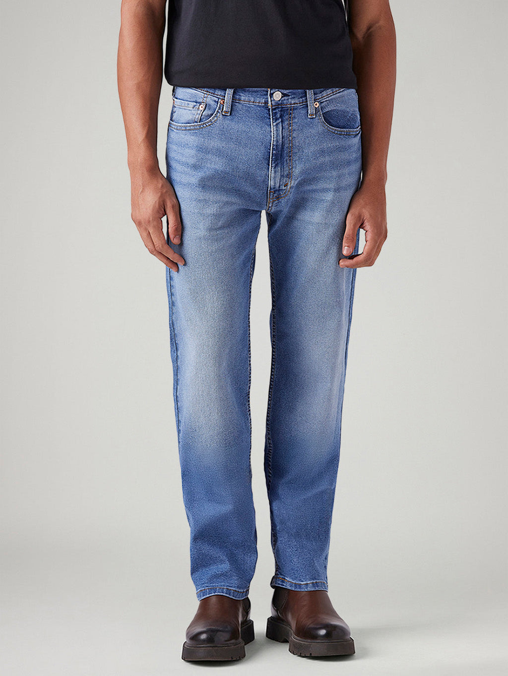 Men's 555 Light Blue Relaxed Straight Fit Mid Rise Jeans