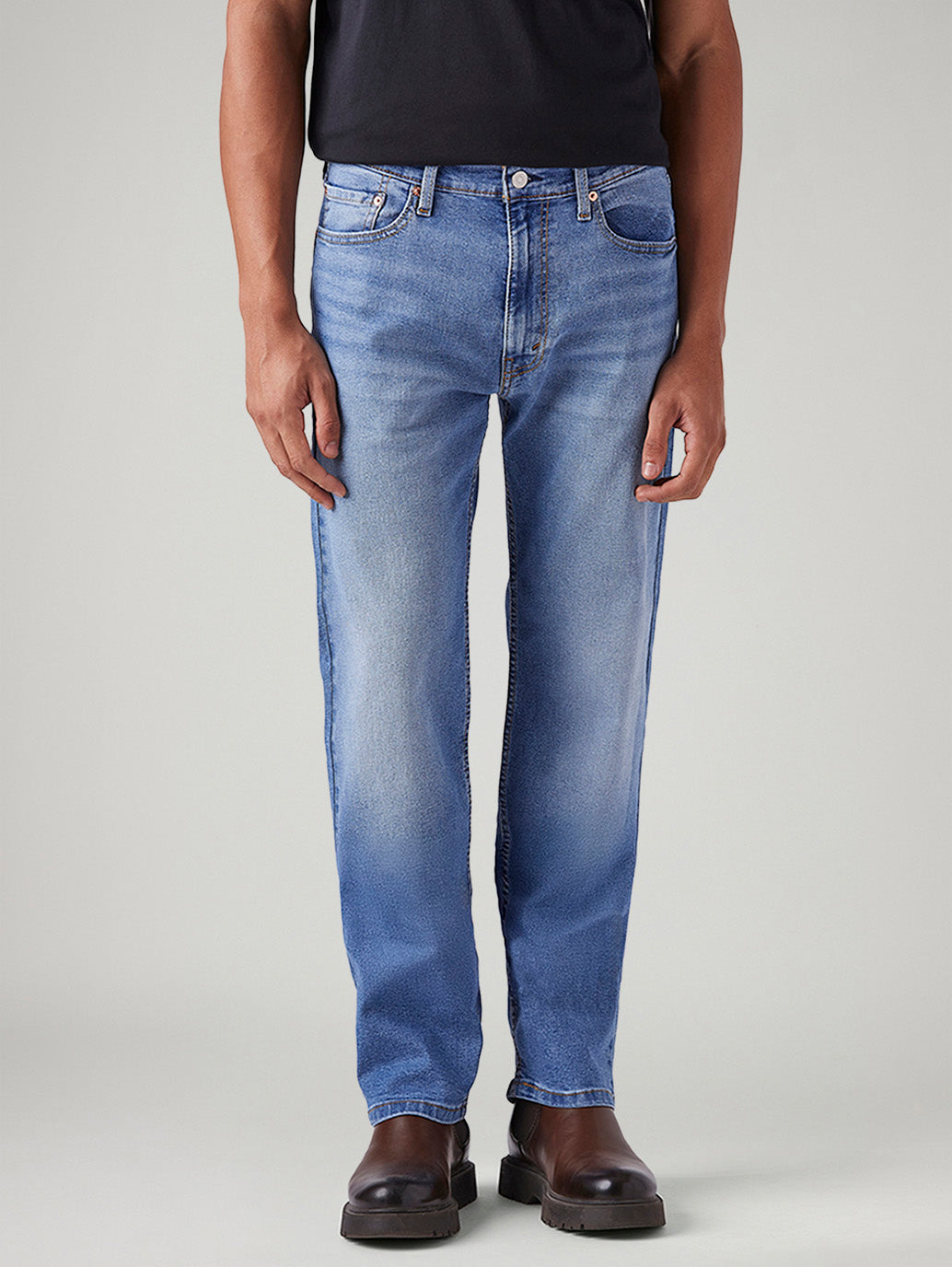 Men's 555 Light Blue Relaxed Straight Fit Mid Rise Jeans