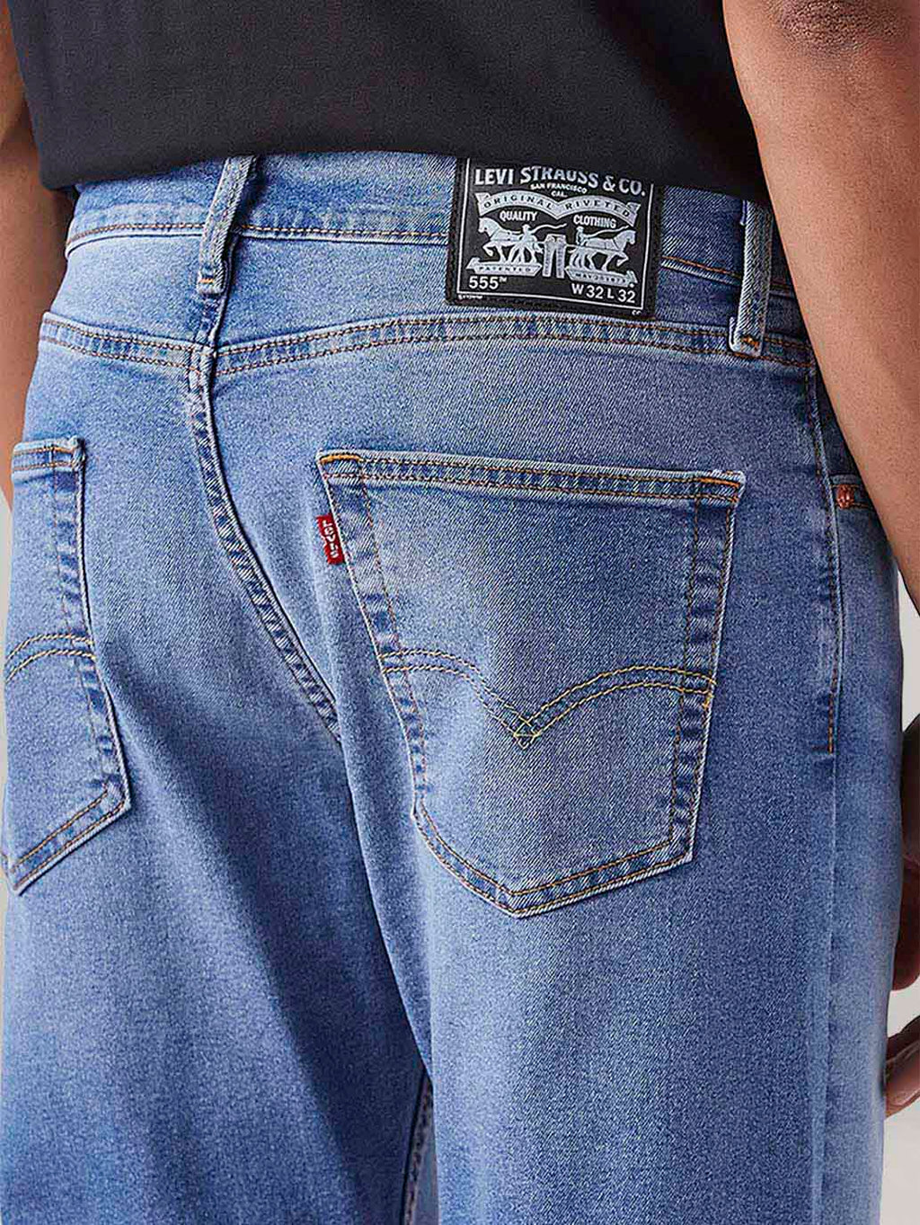 Men's 555 Light Blue Relaxed Straight Fit Mid Rise Jeans