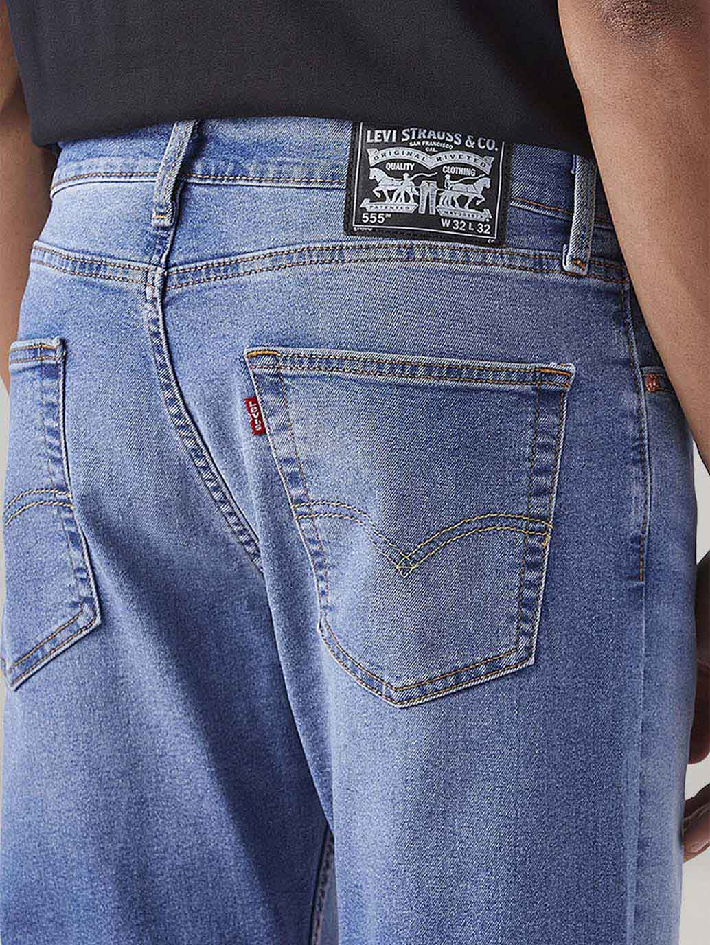 Men's 555 Light Blue Relaxed Straight Fit Mid Rise Jeans