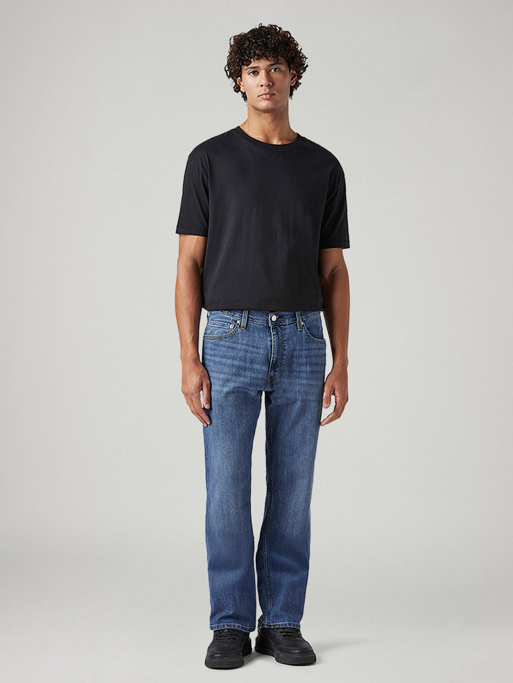 Men's 555 Blue Relaxed Straight Fit Mid Rise Jeans