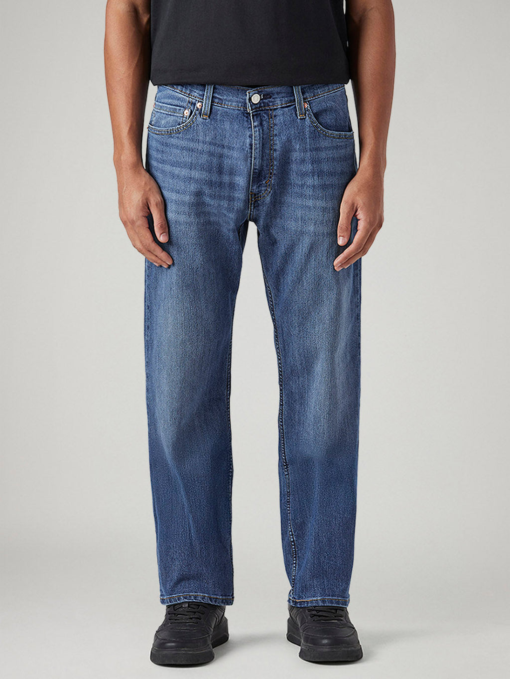 Men's 555 Blue Relaxed Straight Fit Mid Rise Jeans