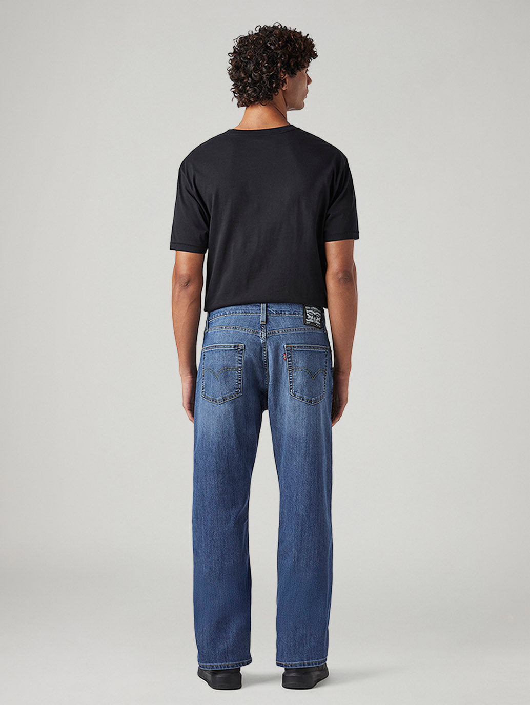 Men's 555 Blue Relaxed Straight Fit Mid Rise Jeans