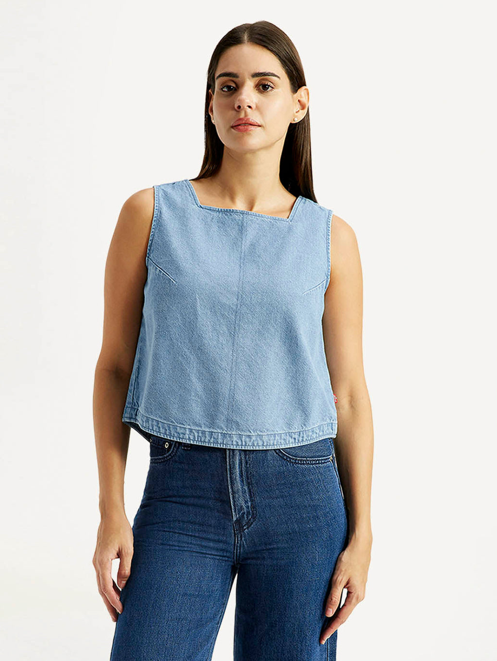Women's Solid Indigo Square Neck Top