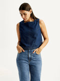 Women's Solid Indigo Square Neck Top