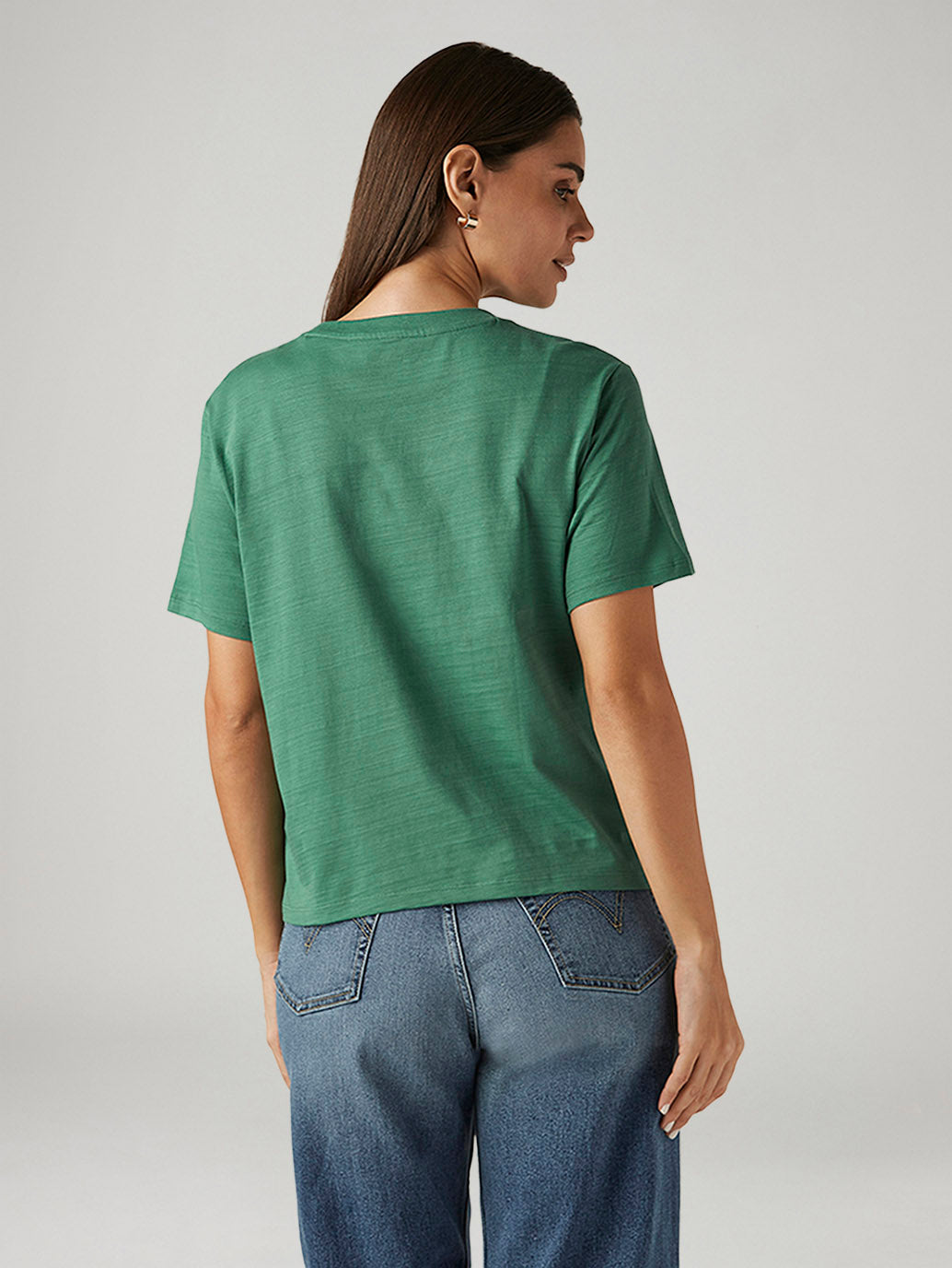 Women's Solid Green Relaxed Fit T-shirt