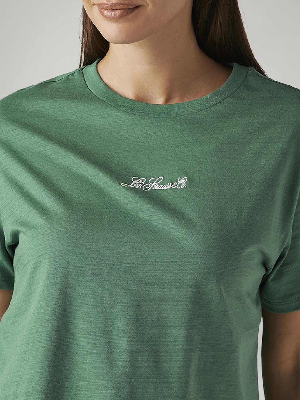 Women's Solid Green Relaxed Fit T-shirt