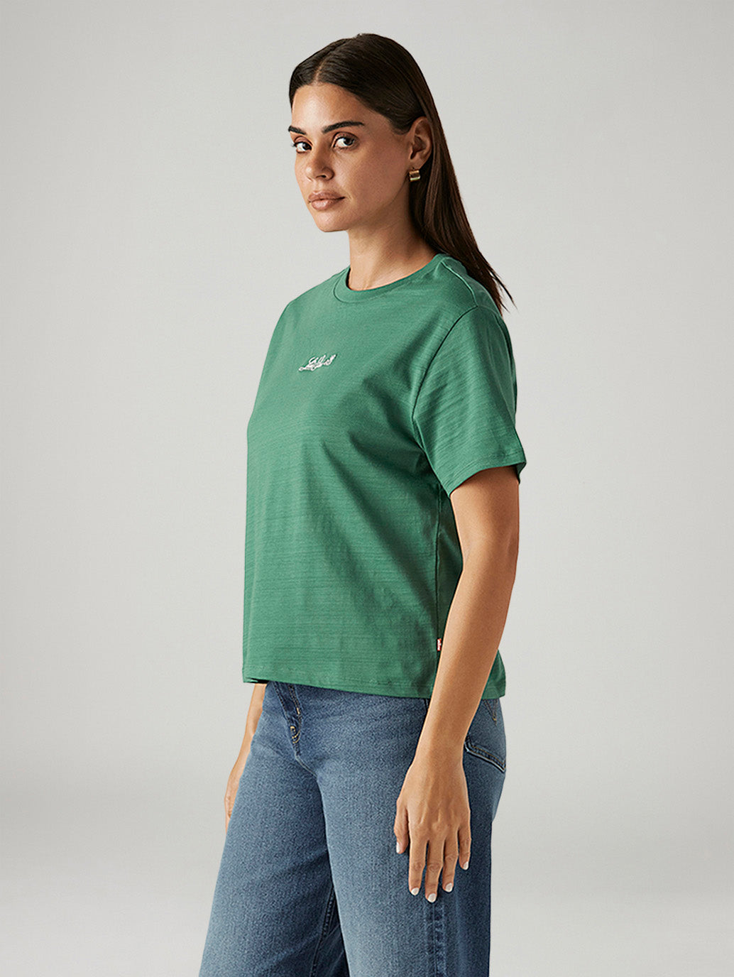 Women's Solid Green Relaxed Fit T-shirt