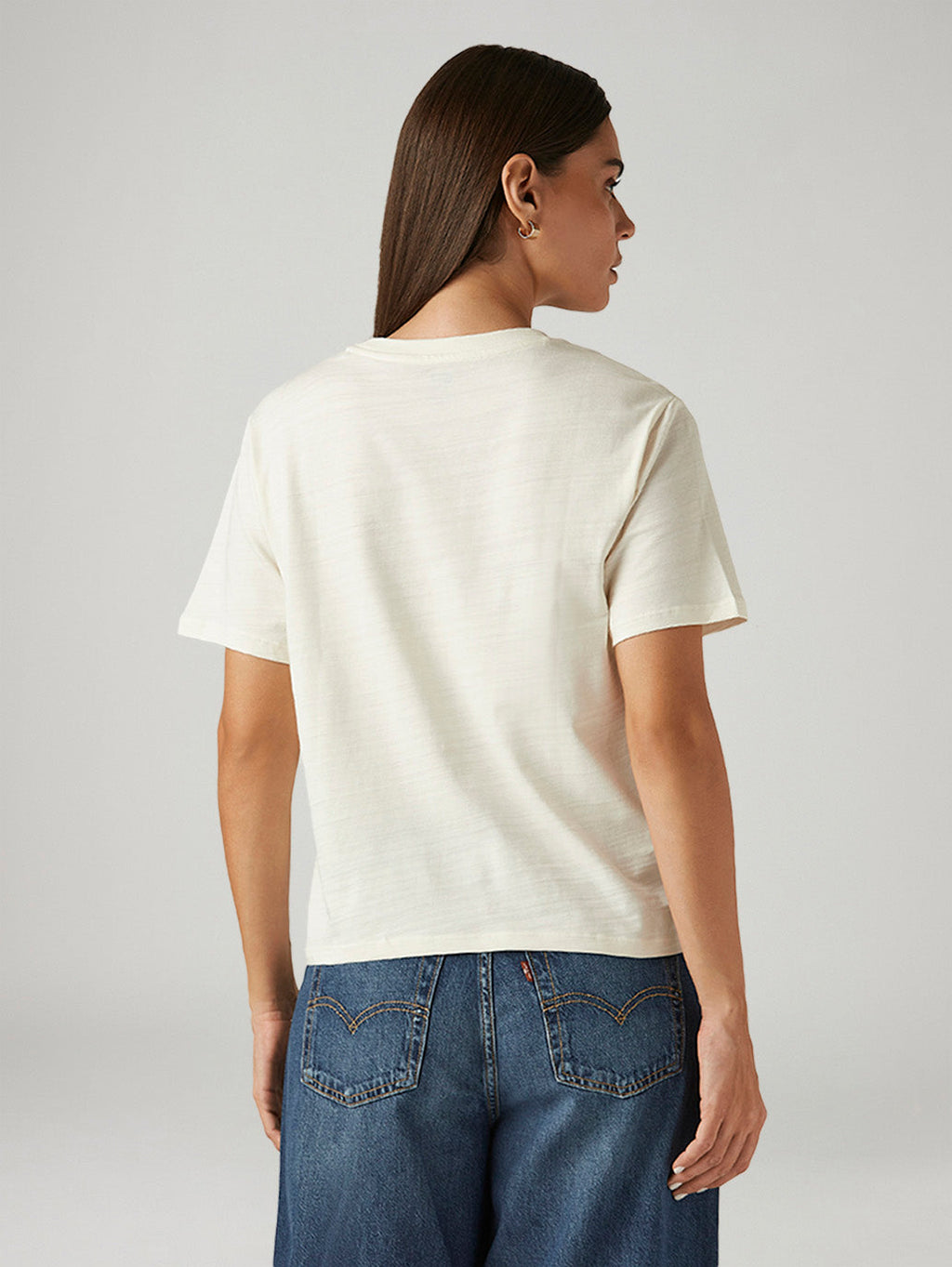 Women's Solid Off-White Relaxed Fit T-shirt