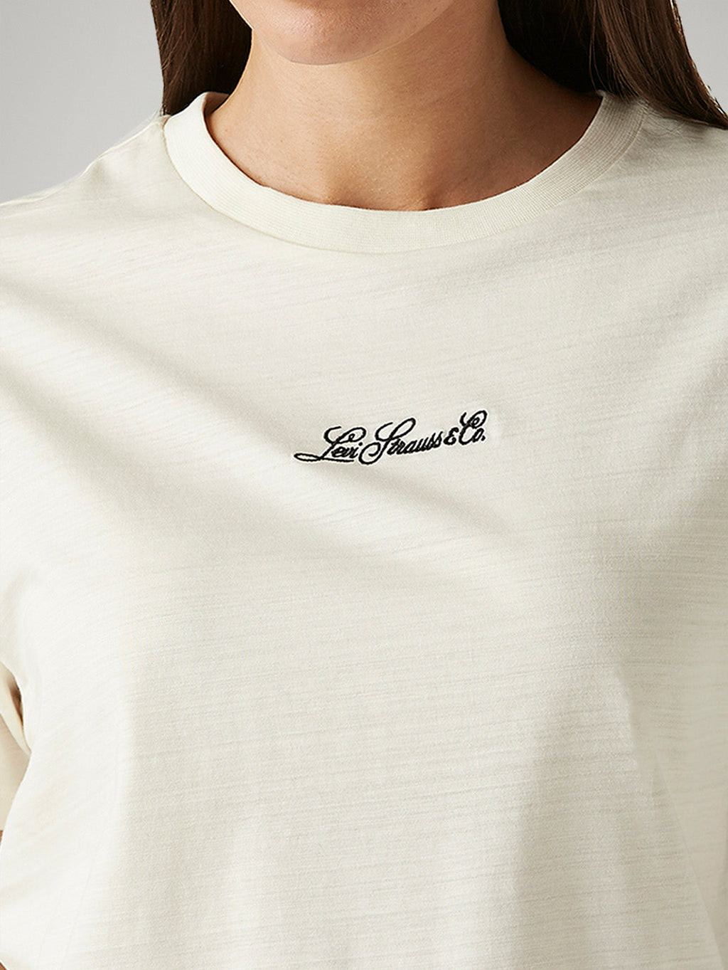 Women's Solid Off-White Relaxed Fit T-shirt