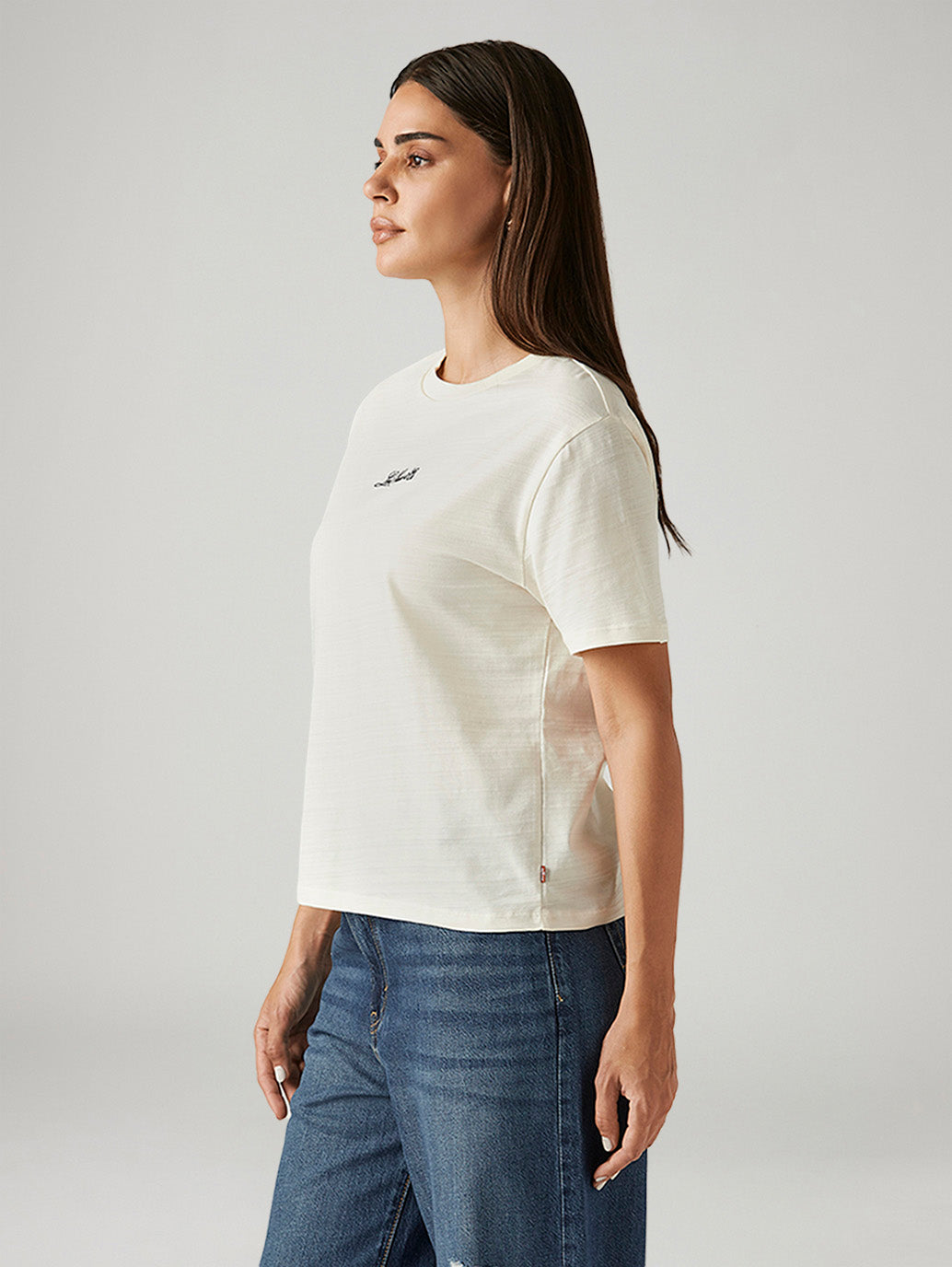 Women's Solid Off-White Relaxed Fit T-shirt