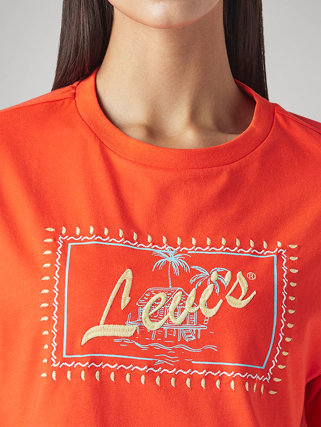 Women's Embroidered Relaxed Fit T-Shirt