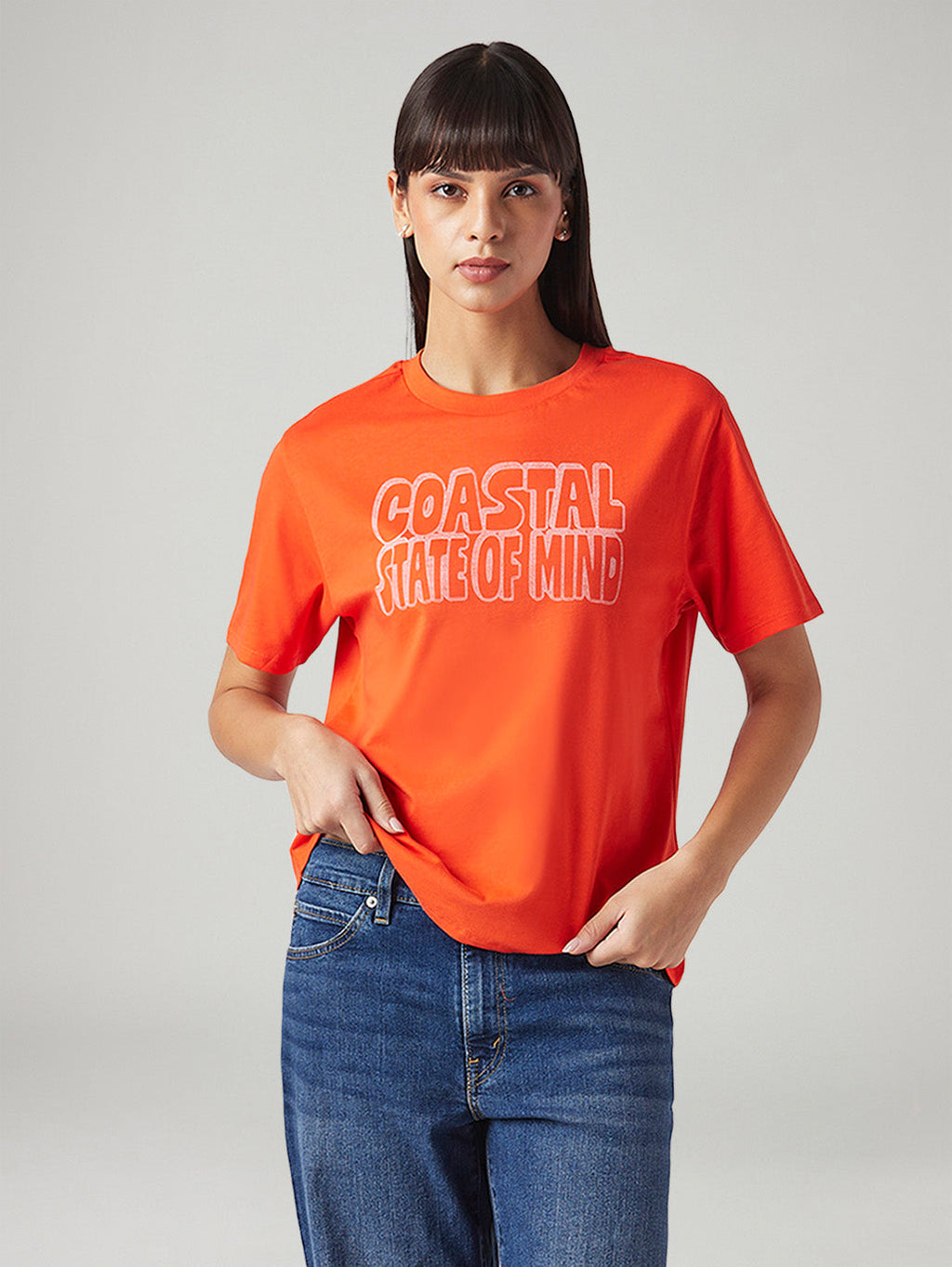 Women's Typography Printed Relaxed Fit T-Shirt