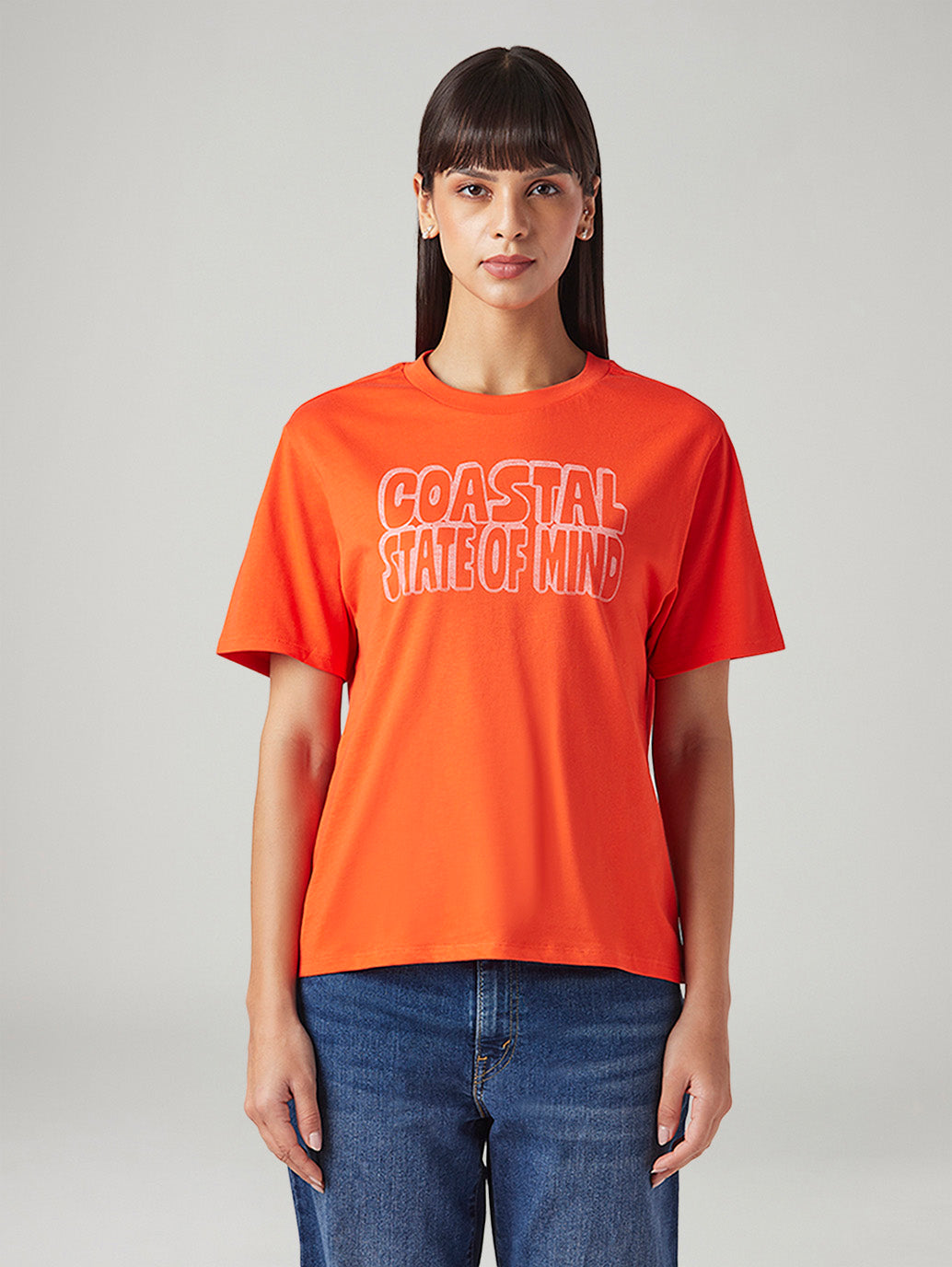 Women's Typography Printed Relaxed Fit T-Shirt
