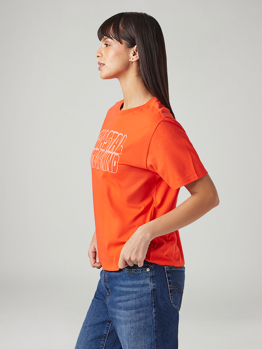 Women's Typography Printed Relaxed Fit T-Shirt