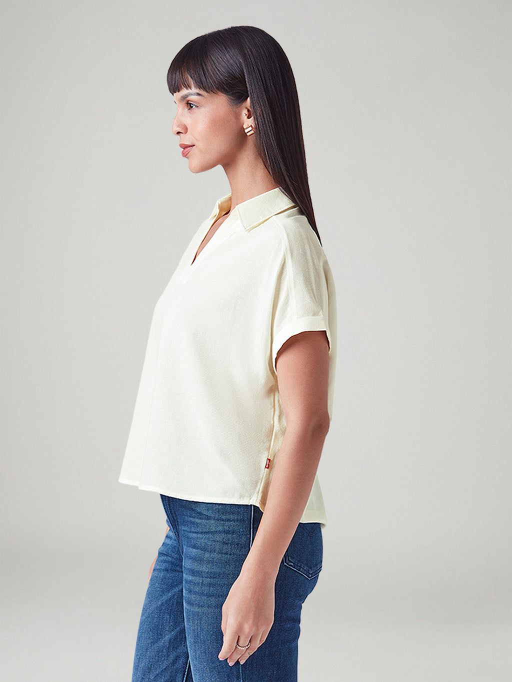 Women's Solid Relaxed Fit Linen Top