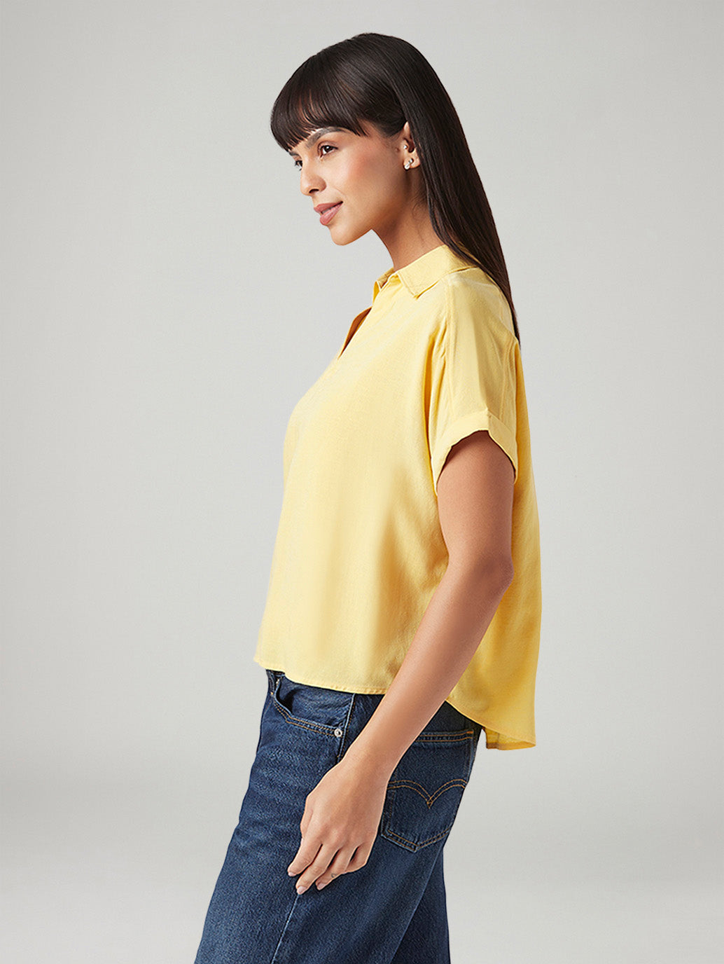 Women's Solid Relaxed Fit Linen Top