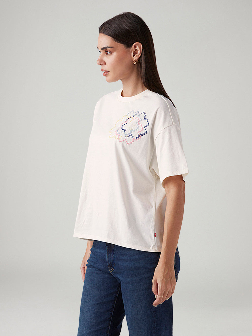 Women's Embroidered Relaxed Fit Oversize T-Shirt