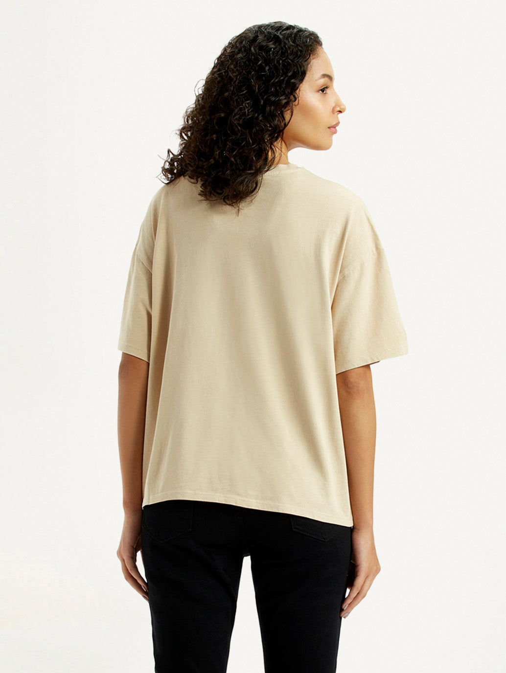 Women's Graphic Print Beige Relaxed Fit T-shirt